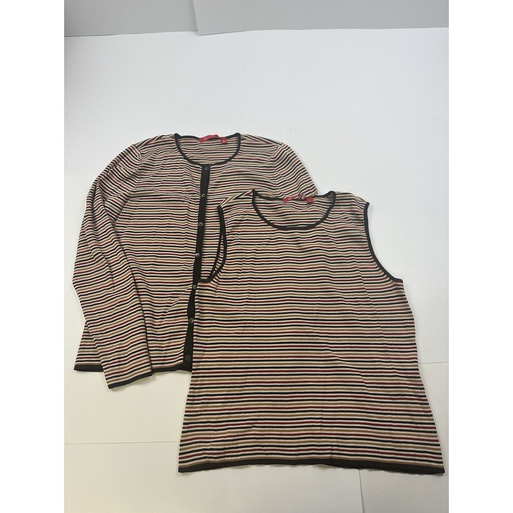 Anne Klein Cardigan Sweater Set Sleeveless Tank Size Medium / Large
